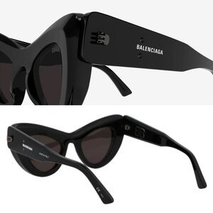 Balenciaga BB0204S 001 Inverted Cat Eye Sunglasses XL - with Black Case